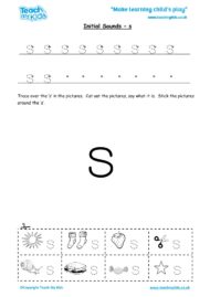 Worksheets for kids - initial sounds-s